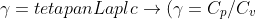 \gamma = tetapan Laplc \rightarrow (\gamma =C_{p}/C_{v})
